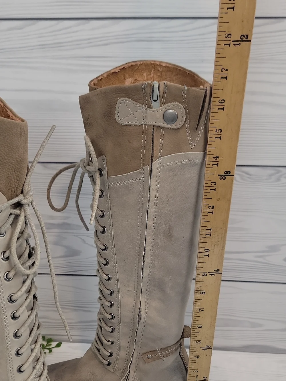 Kelsi Dagger Jutta  Lace-Up Tall Boots - Taupe Suede Womens Size 6